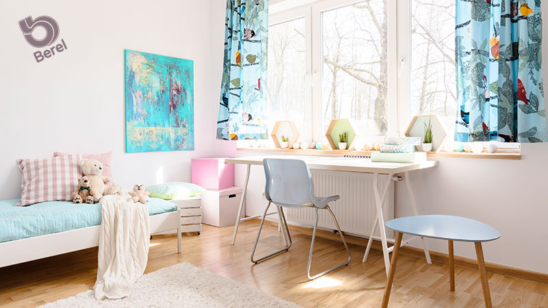 cuarto infantil rosa y celeste berel